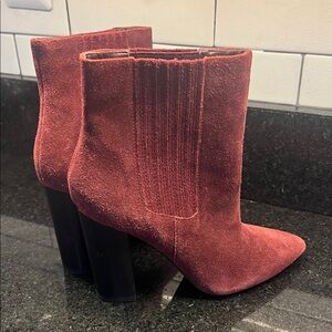 Pour La Victoire Suede Ankle Boots - Deep Red